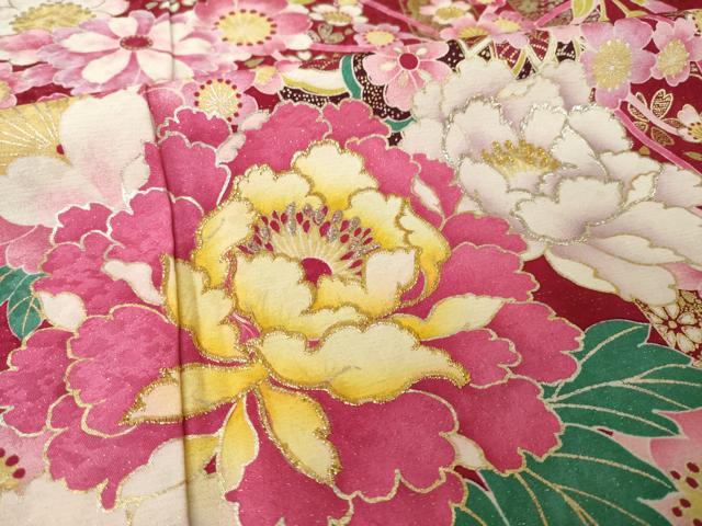 平和屋着物●豪華振袖　刺繍　花毬文　暈し染め　金銀糸　金銀彩　銀通し地　正絹　逸品　AABK3921ck