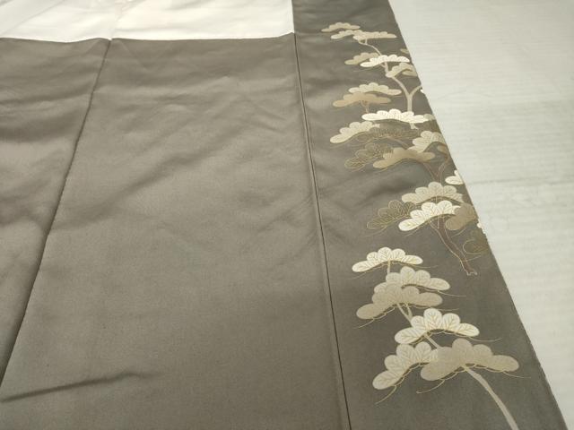 平和屋着物●訪問着　駒刺繍　渡り橋松文　正絹　逸品　AABK3925ck