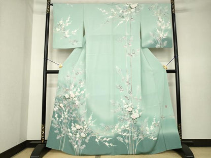 平和屋着物●訪問着　友禅　作家物　草花文　暈し染め　正絹　逸品　AABK3927ck