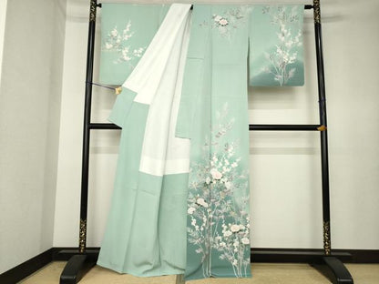 平和屋着物●訪問着　友禅　作家物　草花文　暈し染め　正絹　逸品　AABK3927ck