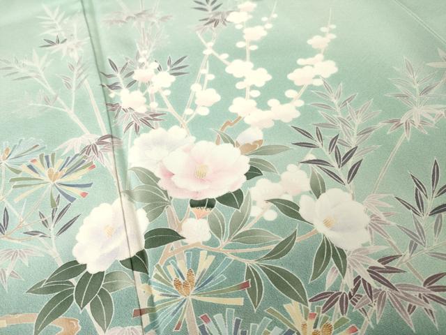 平和屋着物●訪問着　友禅　作家物　草花文　暈し染め　正絹　逸品　AABK3927ck
