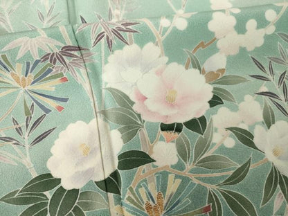 平和屋着物●訪問着　友禅　作家物　草花文　暈し染め　正絹　逸品　AABK3927ck