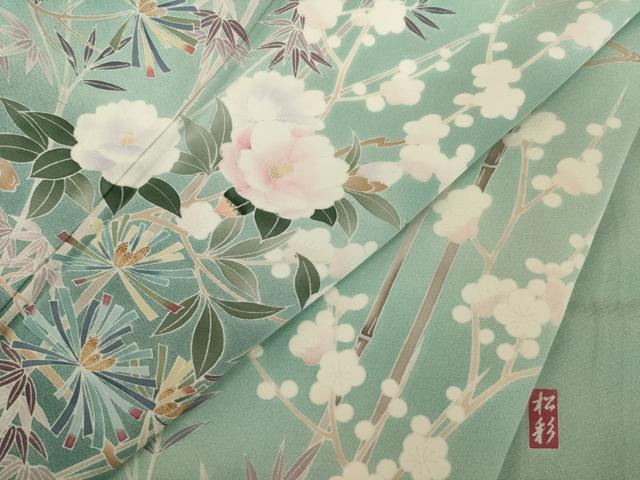 平和屋着物●訪問着　友禅　作家物　草花文　暈し染め　正絹　逸品　AABK3927ck