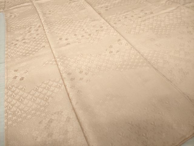 平和屋着物●上質な色無地　雲取り花地紋　赤白橡色　正絹　逸品　AABK3928ck