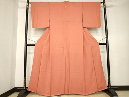 平和屋着物●五木ひろし　色無地　楓花地紋　肉桂色　正絹　逸品　AABK3932ck