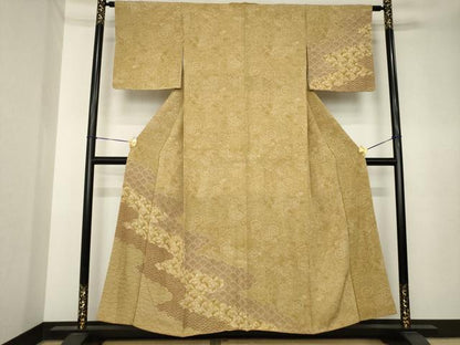 平和屋着物●江戸小紋　訪問着　雲重ね吉祥花文　正絹　逸品　AABK3934ck