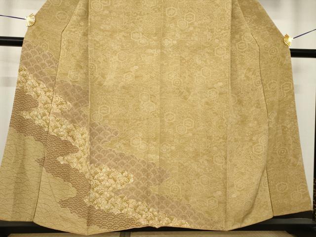 平和屋着物●江戸小紋　訪問着　雲重ね吉祥花文　正絹　逸品　AABK3934ck
