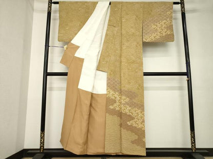 平和屋着物●江戸小紋　訪問着　雲重ね吉祥花文　正絹　逸品　AABK3934ck