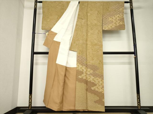 平和屋着物●江戸小紋　訪問着　雲重ね吉祥花文　正絹　逸品　AABK3934ck
