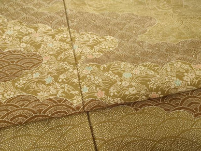平和屋着物●江戸小紋　訪問着　雲重ね吉祥花文　正絹　逸品　AABK3934ck