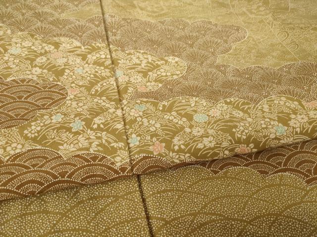 平和屋着物●江戸小紋　訪問着　雲重ね吉祥花文　正絹　逸品　AABK3934ck
