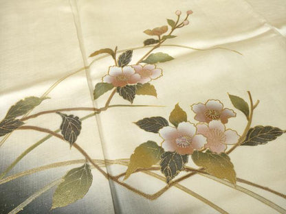 平和屋着物●訪問着　螺鈿　枝花文　暈し染め　金銀彩　正絹　逸品　AABK3935ck