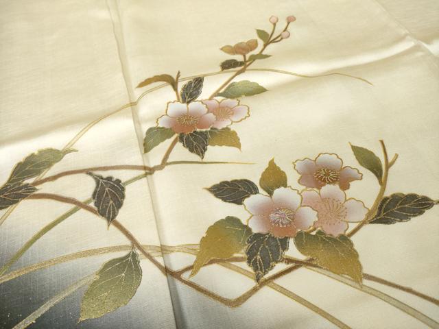 平和屋着物●訪問着　螺鈿　枝花文　暈し染め　金銀彩　正絹　逸品　AABK3935ck