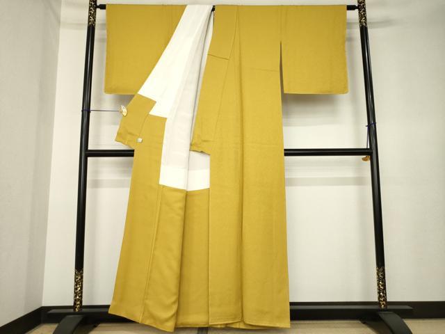 平和屋着物●上質な色無地　紋意匠　芥子色　鈴乃屋扱い　正絹　逸品　AABK3936ck