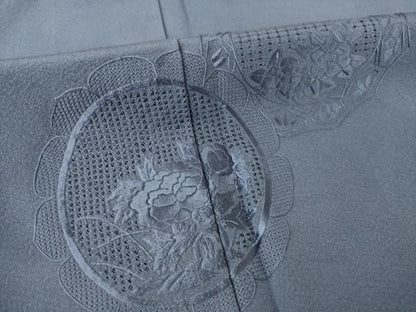 平和屋着物●訪問着　総刺繍　中国三大刺繍　スワトウ刺繍　汕頭刺繍　鏡裏花文　正絹　逸品　AABK3937ck