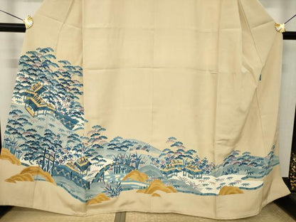 平和屋着物●本加賀友禅作家　押田正義　色留袖　風景文　正絹　逸品　AABK3938ck