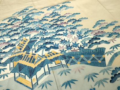平和屋着物●本加賀友禅作家　押田正義　色留袖　風景文　正絹　逸品　AABK3938ck