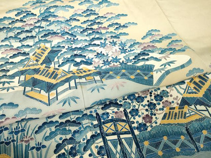 平和屋着物●本加賀友禅作家　押田正義　色留袖　風景文　正絹　逸品　AABK3938ck