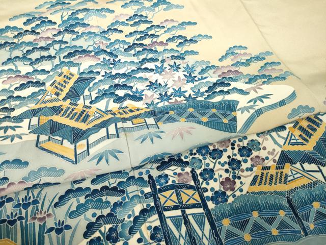 平和屋着物●本加賀友禅作家　押田正義　色留袖　風景文　正絹　逸品　AABK3938ck