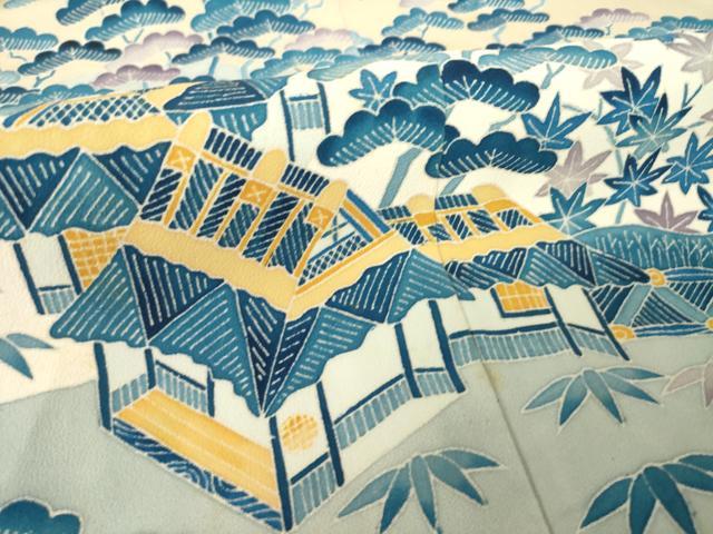 平和屋着物●本加賀友禅作家　押田正義　色留袖　風景文　正絹　逸品　AABK3938ck