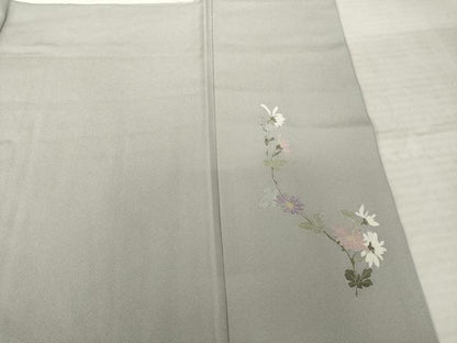 平和屋着物●訪問着　友禅　枝花文　ロング丈　正絹　逸品　AABK3939ck