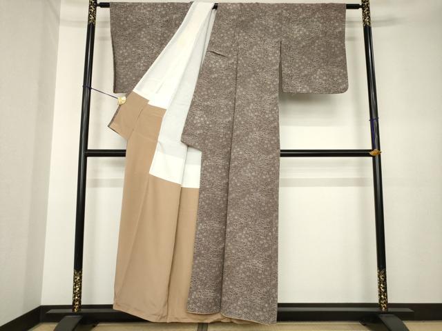 平和屋着物●江戸小紋　流水花文　正絹　逸品　AABK3940ck