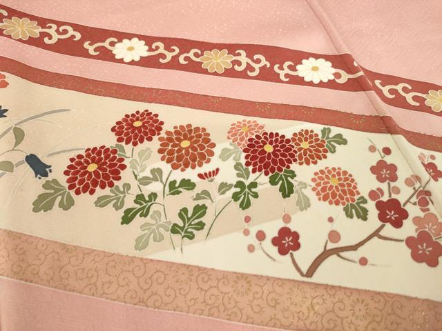 平和屋着物●訪問着　刺繍　草花文　金彩　正絹　逸品　AABK3941ck