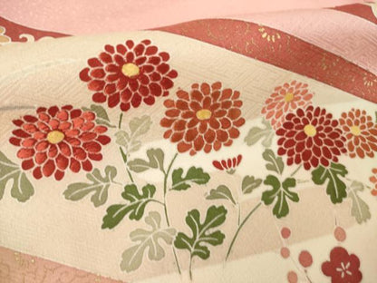 平和屋着物●訪問着　刺繍　草花文　金彩　正絹　逸品　AABK3941ck