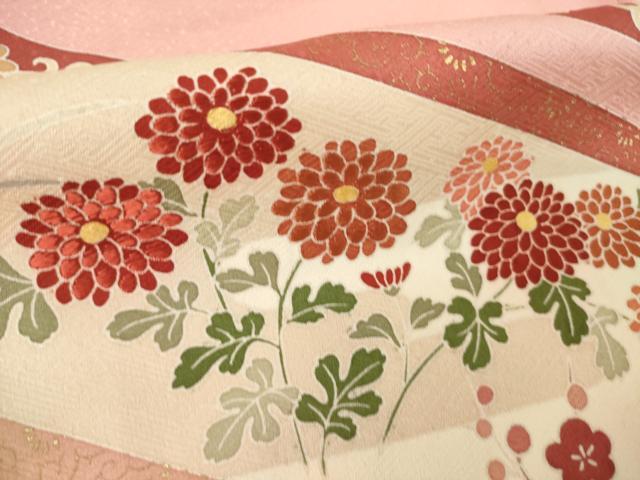 平和屋着物●訪問着　刺繍　草花文　金彩　正絹　逸品　AABK3941ck