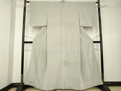 平和屋着物●松尾光琳　色無地　茶鼠色　鬼しぼ縮緬　正絹　逸品　AABK3951ck
