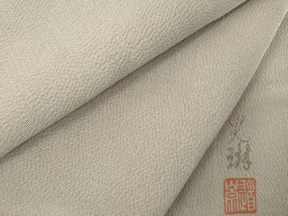 平和屋着物●松尾光琳　色無地　茶鼠色　鬼しぼ縮緬　正絹　逸品　AABK3951ck