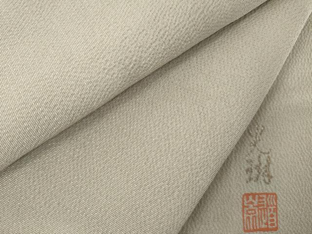 平和屋着物●松尾光琳　色無地　茶鼠色　鬼しぼ縮緬　正絹　逸品　AABK3951ck