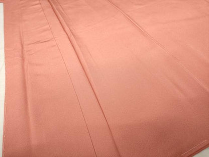 平和屋着物●上質な色無地　甚三紅色　正絹　逸品　AABK3953ck