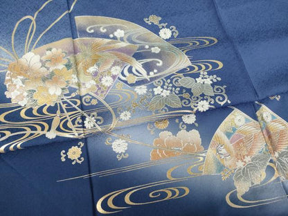 平和屋着物●金彩友禅　卓越技能者・名工・和田光正　訪問着　地紙鳳凰花文　金銀彩　正絹　逸品　AABK3957ck