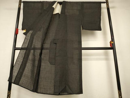 平和屋着物＊夏物　男性　上布　絣柄　麻　逸品　AABK3964jd