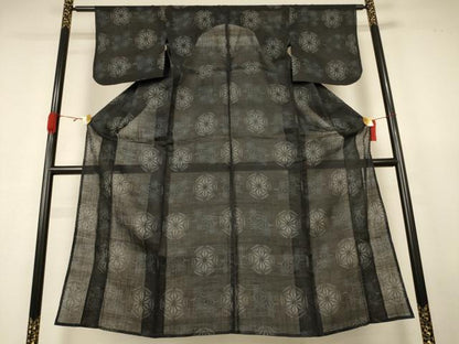 平和屋着物＊夏物　重要無形文化財　本場宮古上布　麻の葉丸文　苧麻　逸品　AABK3965jd