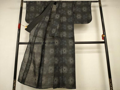 平和屋着物＊夏物　重要無形文化財　本場宮古上布　麻の葉丸文　苧麻　逸品　AABK3965jd