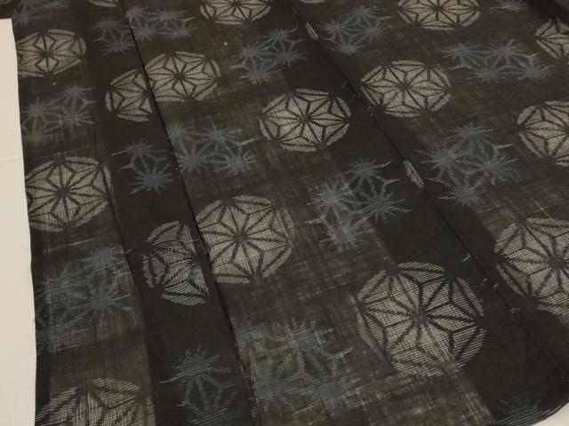 平和屋着物＊夏物　重要無形文化財　本場宮古上布　麻の葉丸文　苧麻　逸品　AABK3965jd