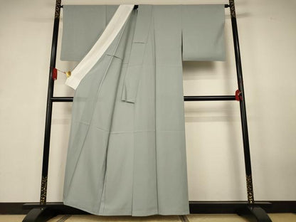 平和屋着物＊夏物　色無地　絽　千草鼠色　正絹　逸品　AABK3970jd