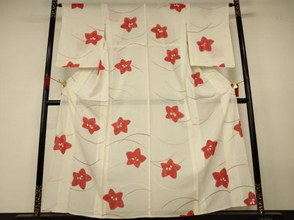 平和屋着物＊夏物　小紋　絽　絞り　芝葉文　正絹　逸品　AABK3973jd
