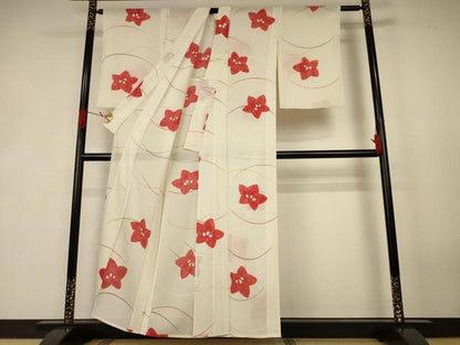 平和屋着物＊夏物　小紋　絽　絞り　芝葉文　正絹　逸品　AABK3973jd