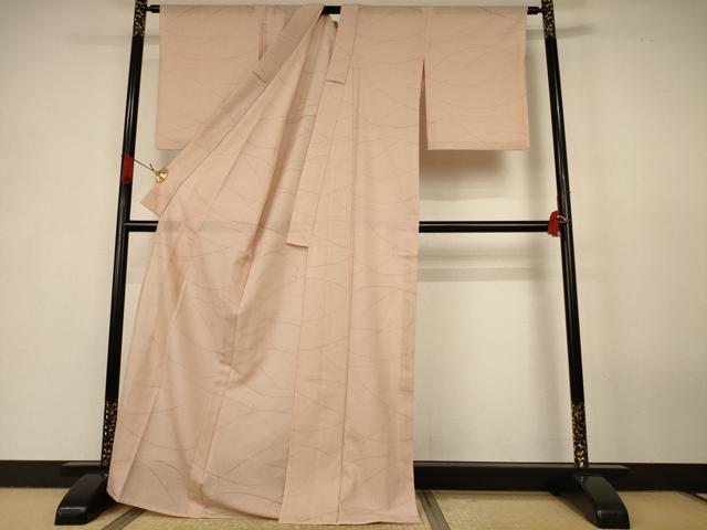 平和屋着物＊夏物　色無地　露芝紋紗　洗柿色　ロング丈　正絹　逸品　AABK3974jd