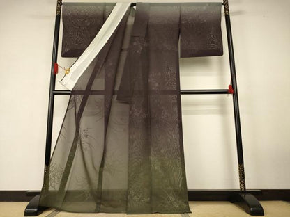 平和屋着物＊夏物　訪問着　草花紋紗　暈し染め　高島屋扱い　正絹　逸品　AABK3979jd