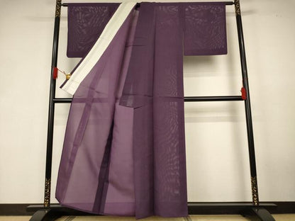 平和屋着物＊夏物　色無地　絽　滅紫色　正絹　逸品　AABK3985jd