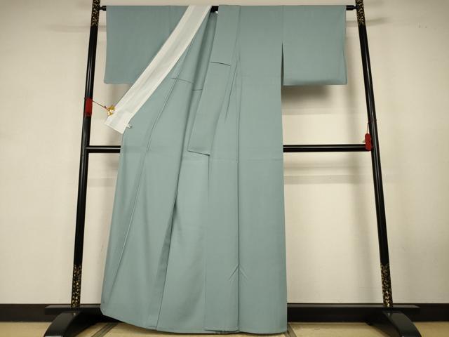 平和屋着物＊夏物　色無地　絽　青磁鼠色　正絹　逸品　AABK3986jd