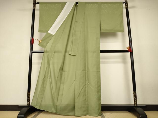 平和屋着物＊夏物　色無地　絽　柳茶色　洗える着物　AABK3988jd