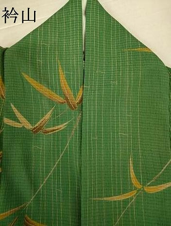平和屋着物＊夏物　小紋　絽縮緬　枝葉文　洗える着物　AABK3992jd