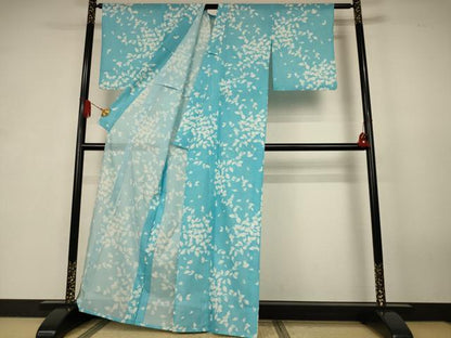 平和屋着物＊夏物　小紋　絽　舞花文　洗える着物　AABK3994jd