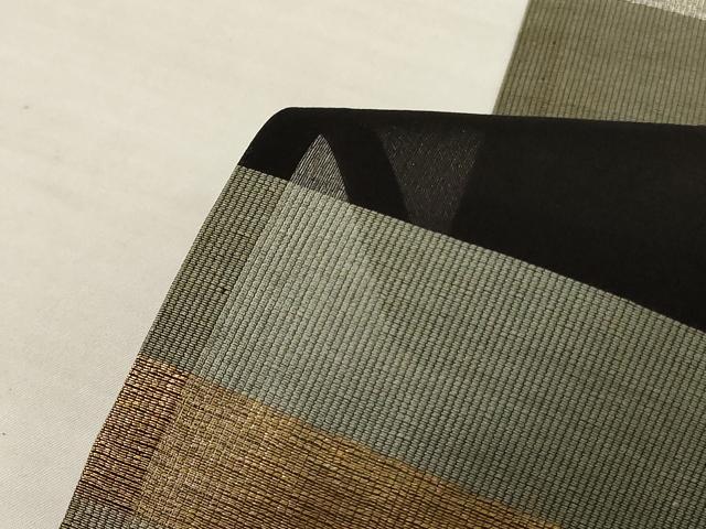 平和屋着物＊夏物　小紋　紗　横段文　金銀糸　正絹　逸品　AABK3995jd