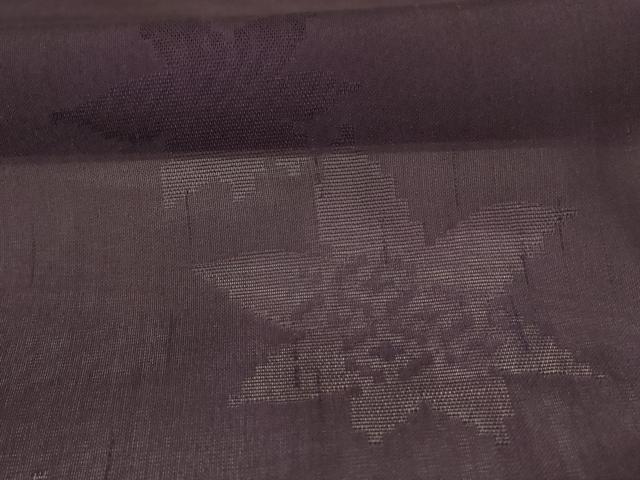平和屋着物＊夏物　色無地　舞葉紋紗　黒鳶色　正絹　逸品　AABK3998jd